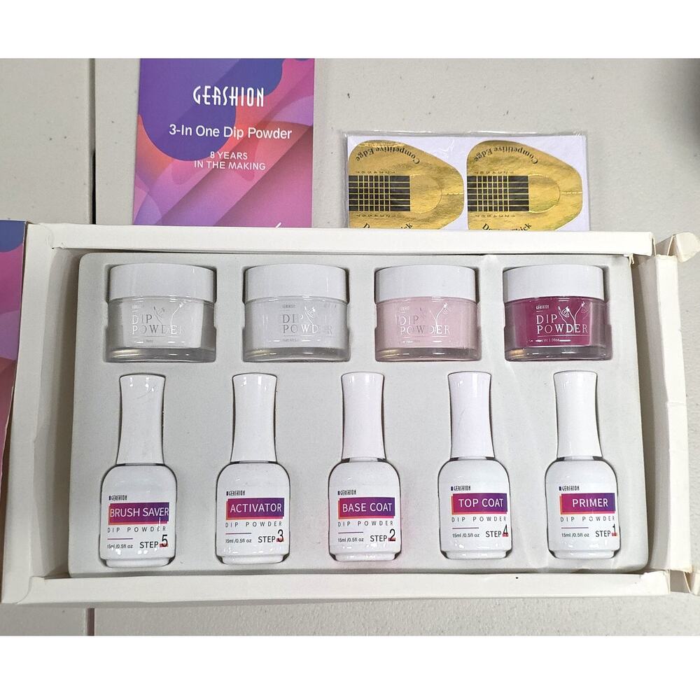 Gershion Dip Powder Nail Kit 4 Colors 5 Step System No UV Light